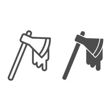Bloodied Axe line and solid icon. Razor with drop of blood, bloody bladed hummer Ilustração Stock