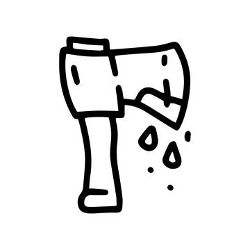 Bloody axe line vector doodle simple icon Stock Illustration