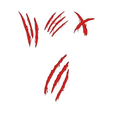 Bloody claw scratch marks on white background Stock Illustration