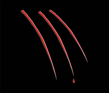 Bloody claw scratch vector three red scratches dropping blood on black bac... Stock Photos