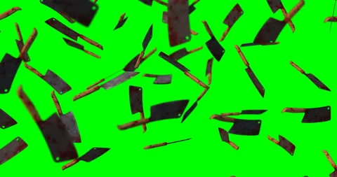 Bloody Cleaver falling slow motion Stock Footage 155069801