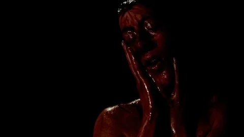 Bloody demon in warped image Stock Footage 99129675