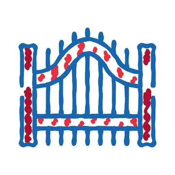 Bloody gate doodle vector drawing for danger concept 스톡 일러스트