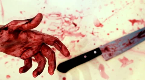 Bloody Hand with a Knife / Murder Stock Footage