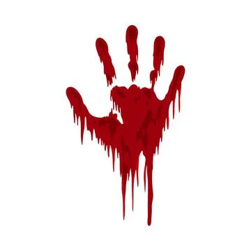 Bloody handprint vector with horror-style dripping effect. Splatter illustration Stock Illustration