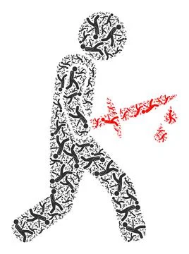 Bloody Knife Killer Recursion Icon Collage of Self Icons 스톡 일러스트