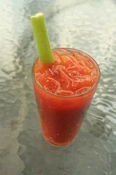 Bloody mary coctail with celery Stock Photos