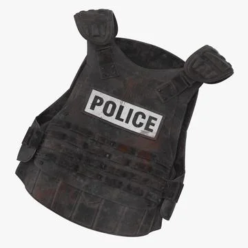 Bloody Police Riot Gear - Bulletproof Vest Laying 3D Model