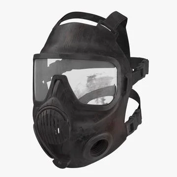 Bloody Police Riot Gear - Gas Helmet Worn 3D Model