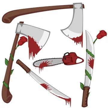 Bloody set of weapons Stock Illustration
