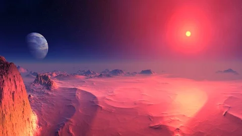 Bloody Sunset on Alien Planet Vídeo Stock 87972515