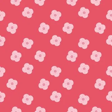 Bloom abstarct seamless pattern with geometric simple flower buds silhouettes Stockillustratie