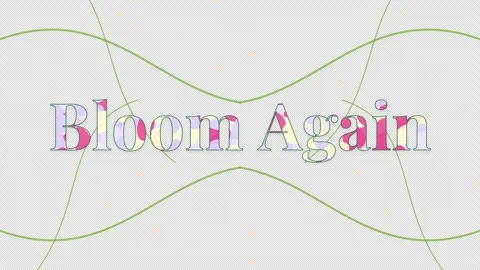 Bloom Again design with colorful text and a gray background Stock Footage 344608706