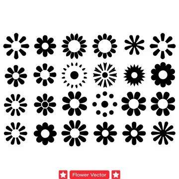 Bloom Brilliance  Mesmerizing Flower Vector Silhouettes Set to Elevate Your.. Illustrazione stock