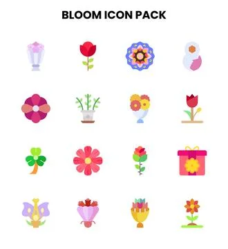 Bloom Flat Bundle Icons Pack Illustrazione stock
