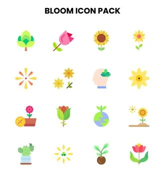 Bloom Flat Collection Icons Pack Stock Illustration