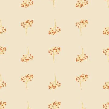 Bloom floral seamless doodle pattern with orange cure gypsophila elements. Li 스톡 일러스트