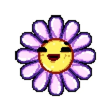 Bloom flower face pixel art vector illustration Stock Illustration