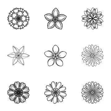 Bloom flower icon set, simple style Stock Illustration