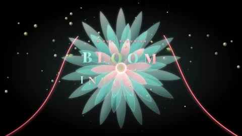 Bloom in full flourish with vibrant colors and patterns on black Stock Footage 344450105
