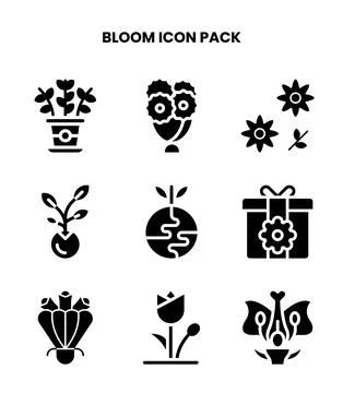 Bloom Glyph Graphics Icons Pack Stock Illustration