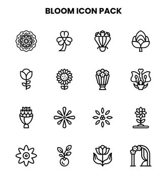 Bloom Line Icons Pack Stock Illustration