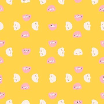 Bloom nature seamless pattern with white and pink poppy flowers elements. Yel Stock Illustration