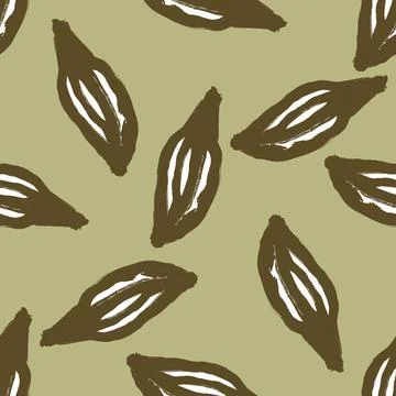 Bloom seamless pattern with abstract leaf foliage print. Green olive pale bac Stock Illustration