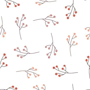 Bloom seamless pattern with random red and pink berries elements. Isolated bl Stock Illustration
