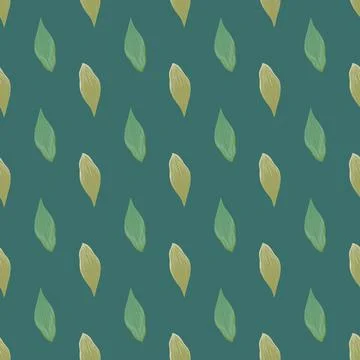 Bloom seamless pattern with simple style leaves elements print. Turquoise bac Stock Illustration