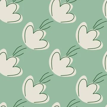 Bloom seamless pattern with white flowers elements shapes. Blue background. A 库存插图