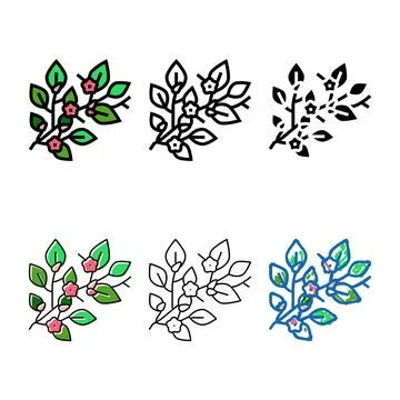Bloom spring color icon vector multipack Stock Illustration
