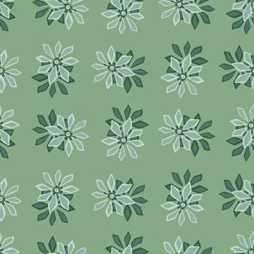 Bloom spring seamless doodle pattern with simple carnation flowers silhouette Stock Illustration
