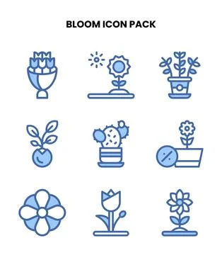 Bloom Two Colour Set Icons Pack Stock Illustration