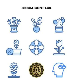 Bloom Two Colour Set Icons Pack Stock Illustration