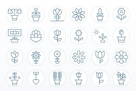 Bloom Ultimate Vector Package with 24 128x128 Thin Line PIXEL Perfect Icons Stock Illustration