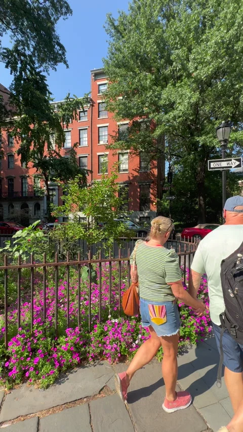 Blooming Abe Lebewohl Triangle in Midsummer, East Village in New York City Stock Footage 346634835