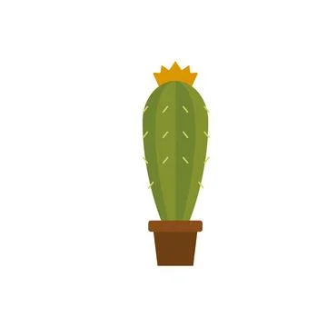 Blooming cactus in blue pot. Vector Stock Illustration
