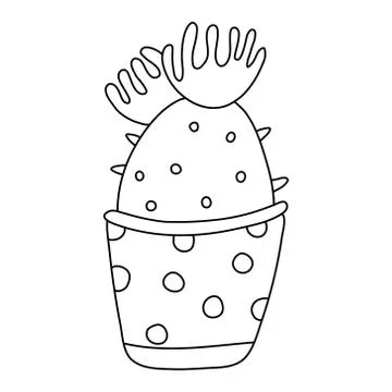 Blooming cactus in doodle style. Stock Illustration