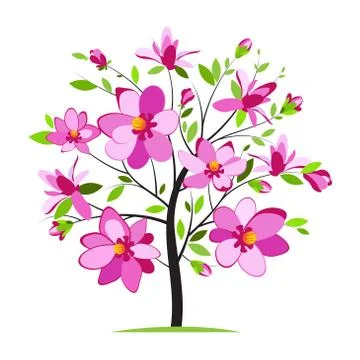 Blooming colorful tree Stock Illustration