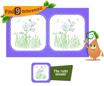 Blooming flower game 9 differences Stock Illustration