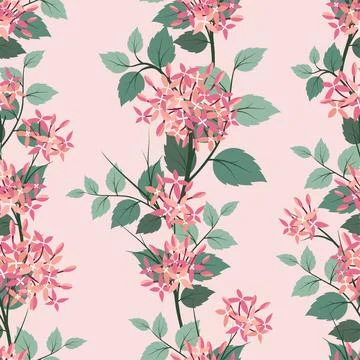 Blooming flowers seamless pattern on pastel mood Stock Illustration