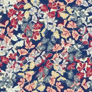 Blooming flowers seamless vector pattern Stock Illustration