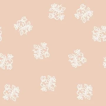 Blooming heart line seamless pattern Stock Illustration