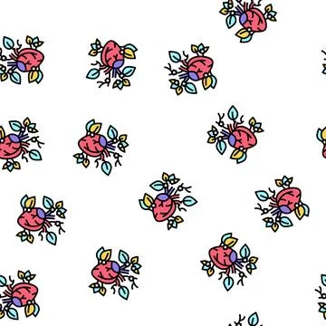Blooming heart vector seamless pattern Stock Illustration