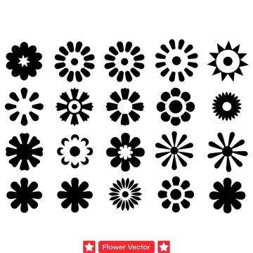 Blooming Marvels  Exquisite Flower Vector Silhouettes Designed for Visual D.. Illustrazione stock