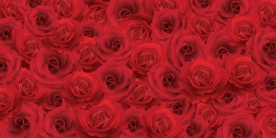 Blooming red rose flowers pattern background graphic illustration. Stock Illustration