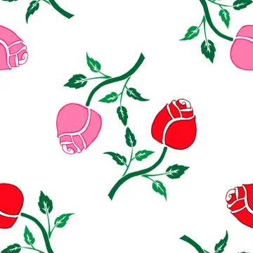 Blooming rose seamless pattern. Vector illustration of a seamless background  Illustrazione stock