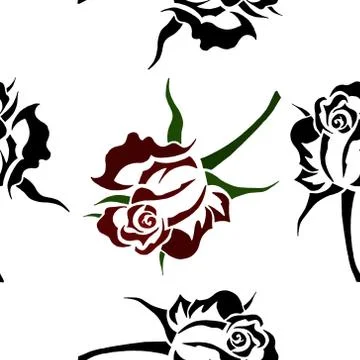 Blooming rose seamless pattern. Vector illustration of a seamless background  Stock Illustration