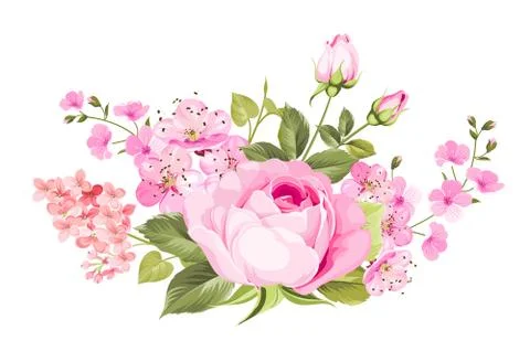 Blooming spring flowers. Stock Illustration